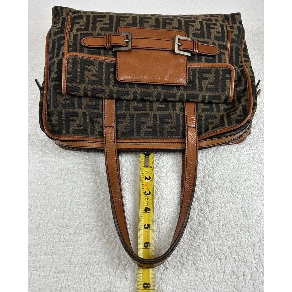 Fendi Brown/Tobacco Zucca Canvas Pocket Laptop Bag **EUC**